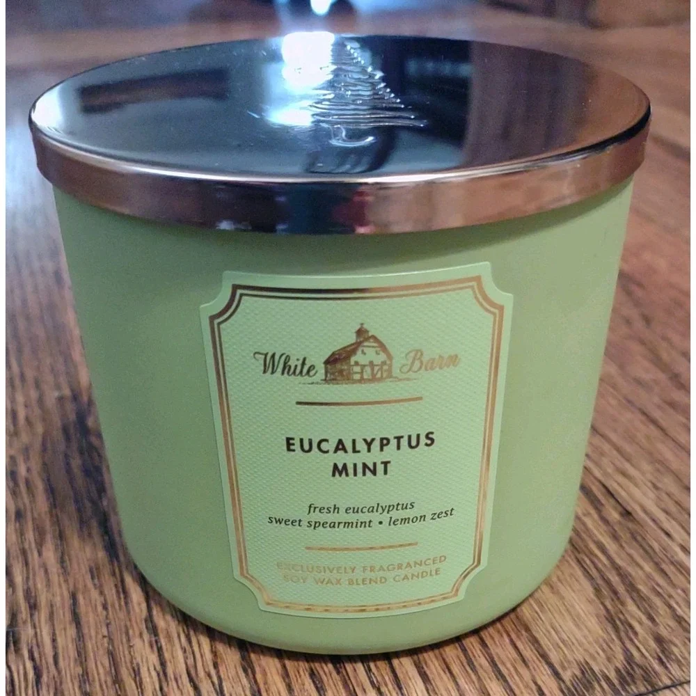 Bath & Body Works White Barn EUCALYPTUS MINT 3 Wick 14.5 Oz Scented Candle